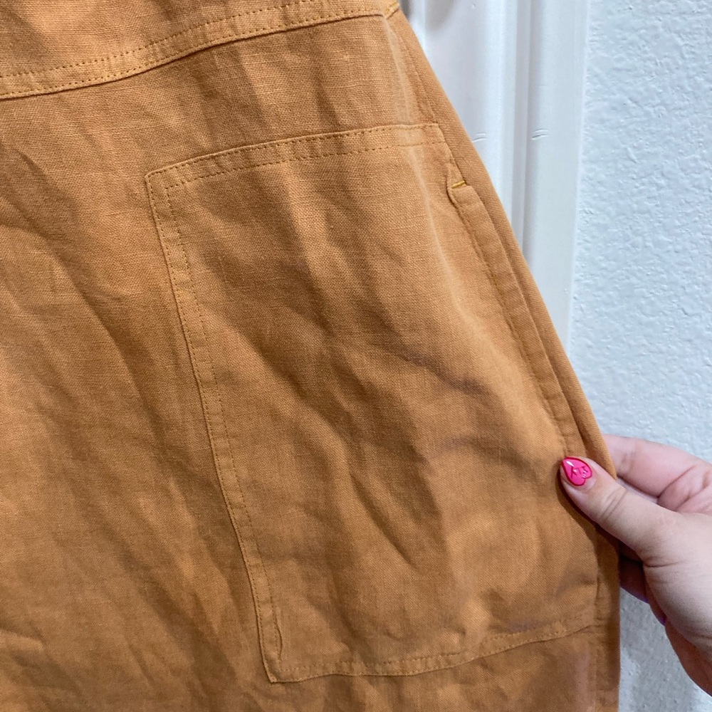 Linen Burnt Orange Midi Dress - Picture 4 of 6
